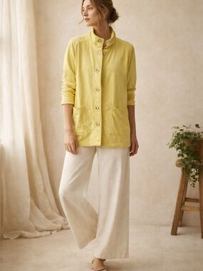 Mod-O-Doc Snap Front Jacket Knit Mock Neck Utility Pockets Size XL Lagenlook